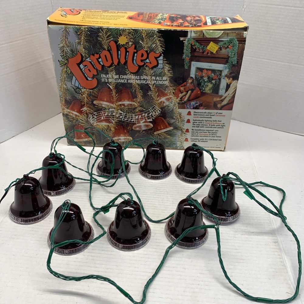 Vintage 80's Christmas Carolites Musical Bells Working Tested 11 Songs w/BOX
